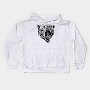 Angry Grizzly Bear Head Kids Hoodie